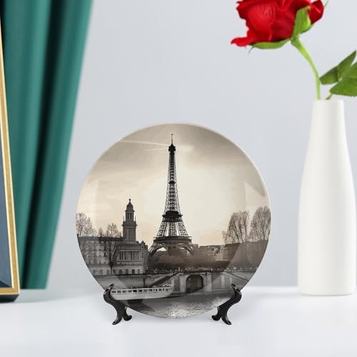 Plato decorativo de porcelana estilo Viaje París 7 pulgadas miniatura 6