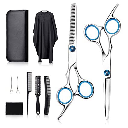 ELEPHANTBOAT® Professional Hair Cutting Barber Scissors Kit,6.7 Inch Hairdressing Scissors with 3 Combs,Haircut Cloak and Hair Clips Hairdresser for Men and Women 9 Pcs-image-3