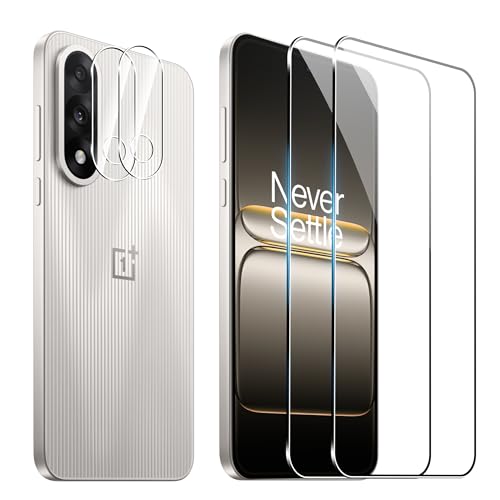 FDHYFGDY Protector Pantalla para OnePlus Nord 5,【2+2】 Piezas Protector de Pantalla y Pelicula para lentes, Dureza 9H, HD Anti Arañazos, Sin Burbujas Cristal Templado