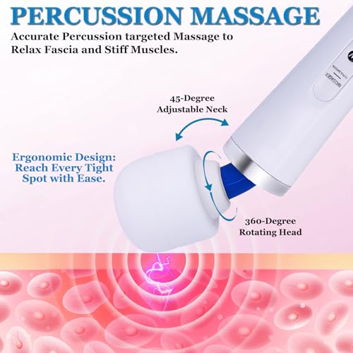 Image of Wand Massager for Women - Cordless High-Frequency Handheld Body Massager with 10 Rhythmic Modes - Ergonomic Back & Shoulder Tension Relief - Splash-Proof Personal Wellness Essential (Porcelain)