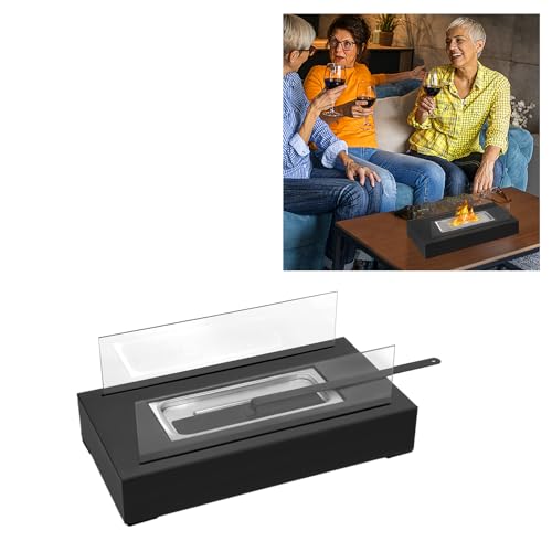 MAYTIIMO Chimenea de mesa de etanol para balcón y sala de estar, chimenea decorativa de mesa de bioetanol para interiores y exteriores con efecto de hoguera