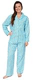 Leisureland Women's Cotton Flannel Pajama Set Chevron (X-Large)