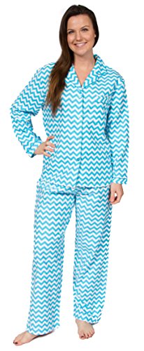 Leisureland Women's Cotton Flannel Pajama Set Chevron (X-Large) #TOP26