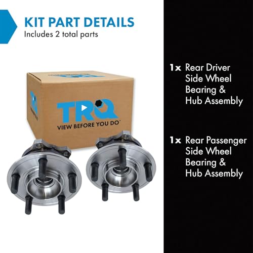 Image of TRQ Rear Driver and Passenger Side Wheel Bearing and Hub Assembly Set 2 Piece Compatible with 08-14 Dodge Challenger 2009 Charger 10-14 Charger 2009 Chrysler 300 10-14 300