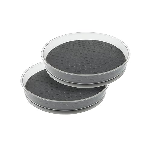 Spectrum Medium Lazy Susan Organizers 9.5 in Pack of 2 for Cabinet Pantry Table Rotating Kitchen Storage Spice Rack Fridge Organization, Charcoal Gray Spinning Turntable for Sauces Jams Condiments