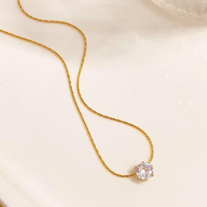 Image of Stone Necklace Set For Women Stylish | Anti Tarnish Waterproof Stainless Steel Chain Pendant Necklaces Jewelry for Love | Gold Plated Jewellery Accessories for Woman & Girls | Birthday Gift for Wife & Girlfriend