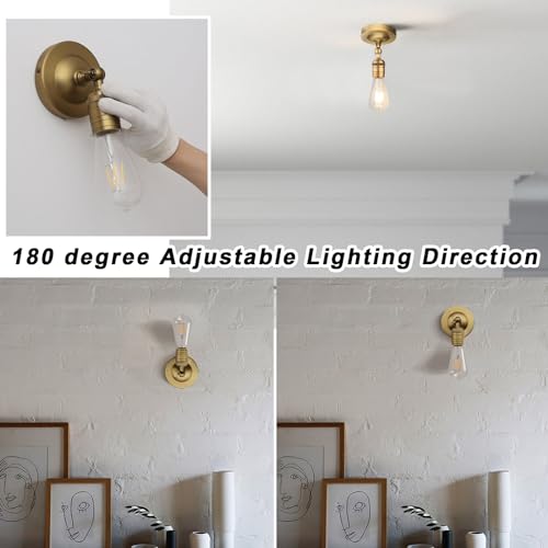 Image of Phansthy Vintage Light Fixture Single Sconce Light Simple Industrial Wall Sconce Lighting Wall Mount Lamps Decorative Wall Lighting for Kitchen Living Room Hallway (Antique)