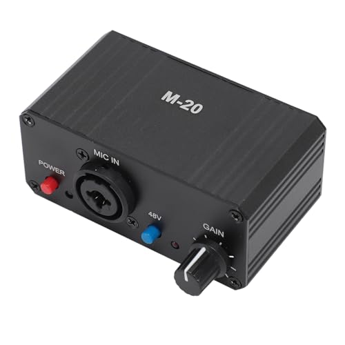 Préampli de Microphone, Amplificateur de Gain de Micro, Préamplificateur de Micro à Sortie XLR à Alimentation Fantôme 48 V, pour Micro Dynamique et à Condensateur 48 V