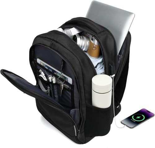 Mochila Grande para Notebook 17.3 Masculina Feminina,Mochila Backpack Executiva Antifurto, Reforçada, Saídas USB,Impermeável, Escolar, Faculdade, Trabalho,Viagem,Presente (Preto)