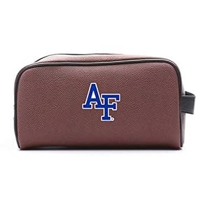 Zumer Sport Air Force Falcons Football Leather Travel Toiletry Kit Zippered Pouch Bag – Made from The Same Exact Materials as a Football – Brown