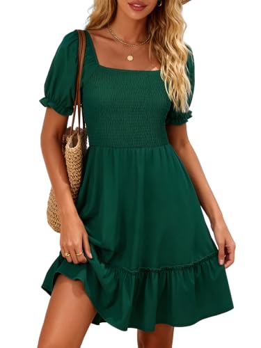 Image of Berydress Womens Summer Smocked Sun Dress Pockets 2026 Square Neck Dresses