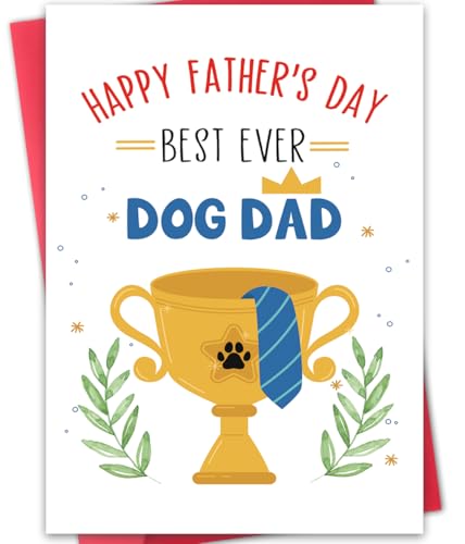 LiuuLi Funny Father's Day Card for Dad,Happy Fathers Day Gift from Dog,Best Dog Dad Ever,Cute Pet Card for Daddy
