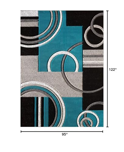 GLORY RUGS Area Rug Modern Soft Hand Carved Contemporary Floor Carpet with Premium Fluffy Texture for Indoor Living Dining Room and Bedroom Area (Turquoise, 8'x10')