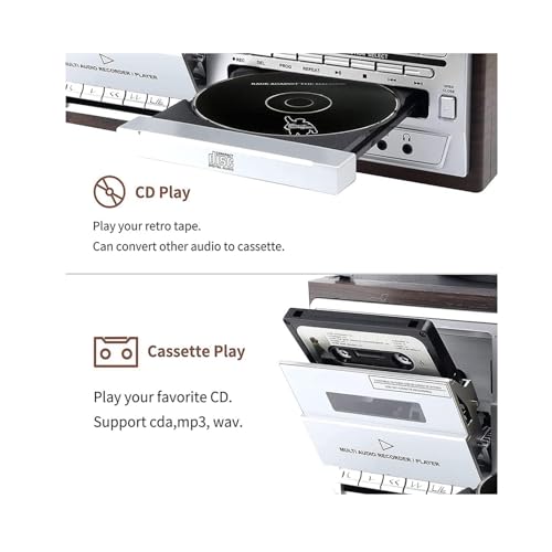 WENNEWU Platine Vinyle Vintage Bluetooth 3 Vitesses, Tourne-Disque 9 en 1, Lecteur CD, Tourne-Disque Bluetooth RéTro avec Haut-Parleurs IntéGréS, pour Le Divertissement,A - Les Beatles, Paul McCartney, John Lennon, RIngo Starr, George Harrison WENNEWU Platine Vinyle Vintage Bluetooth 3 Vitesses, Tourne-Disque 9 en 1, Lecteur CD, Tourne-Disque Bluetooth RéTro avec Haut-Parleurs IntéGréS, pour Le Divertissement,A – Image 8