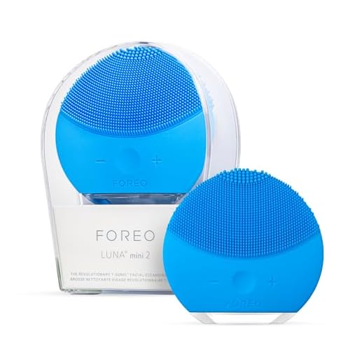 FOREO LUNA mini 2 akvamarin silikon ansiktsrengöringsborste för alla hudtyper, 3-zonborsthuvud, ultra-hygienisk, T-sonisk massage, 8 intensiteter, 300 användning/laddning, vattentät, 2 års garanti