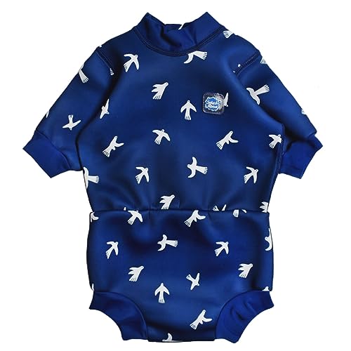 Splash About Happy Nappy Wetsuit with Swim Diaper (White Birds, 6-14 Months)