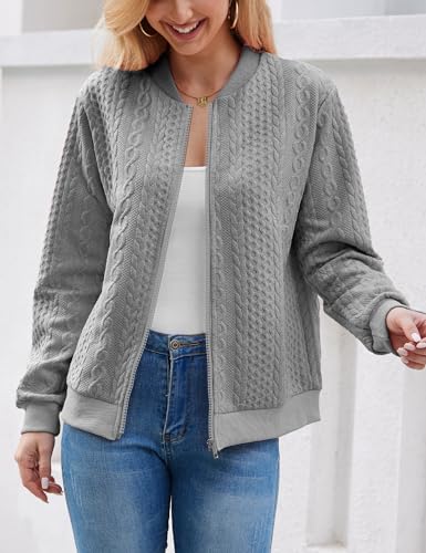 Image of WROLEM Zip Up Sweatshirts for Women Casual Outfits Cardigan Outerwear Trendy Winter Jackets Coat