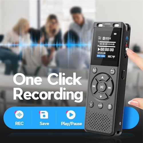 Image of Tonfarb 64GB Digital Voice Recorder with Playback,Audio Recording Device for Lectures Meeting /Classes /Interviews,Tape Recorder with Voice Activated,Password,Noise Reduction,A-B Repeat,MP3 Player Etc