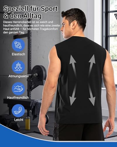 MEETYOO 3/5 Pack Tank Top Herren Sport, Muskelshirts Herren & Unterhemd Herren - Leicht, Feuchtigkeitsableitend, Schnelltrocknend, Ideal für Das Gym Oder Den Alltag 4