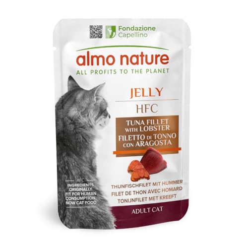 Almo Nature HFC Natural de atún y langosta, pack de 24 sobres de 55 gramos de comida húmeda para gatos