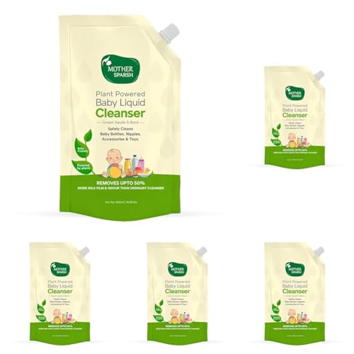 Image of Mother Sparsh Natural Baby Liquid Cleanser (Powered by Plants) Cleanser for Baby Bottles, Nipples, Accessories and Toys, Refill Pack (500ml) (Pack of 5)