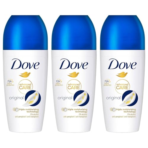 Dove Deodorant Roll On Advance Care Go Fresh Original 72H Odour Protection Anti-Transpirant and Anti-Perspirant for Women with Triple Moisturising Technology 50ml pack of 3