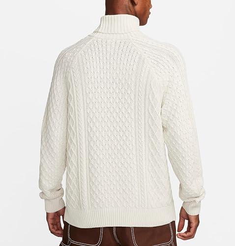 Nike Life Men's Cable Knit Turtleneck Sweater Size Medium, Light Bone3