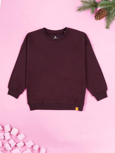Image of KiddoPanti Boys Solid Round Neck Full Sleeve Fleece Sweatshirt | 60% Cotton 40% Polyester | Soft Warm Winter Pullover | Ribbed Cuffs & Hem | Casual Winter Sweatshirt for Kids