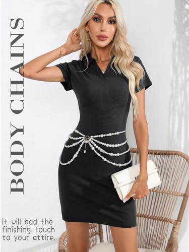 Florry Pearl Waist Chain Layered Beads Belly Chains Gold Pearl Chain Belts Body Jewelry for Women Bikini4