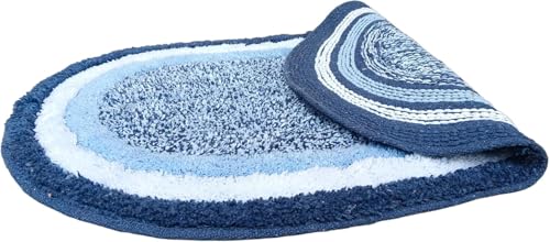 Image of My Home Cotton Door Bath Mat Super Soft Non Slip Mats for Bathroom, Door,Large, Pack of 2 (Blue)