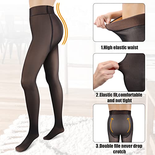 1 Piece Warm Pantyhose for Women Thermal Lined Leggings Stretch No Fleece Leggings Fake Sheer Tights for Girl Ladies Girlfriend Wife (80g)3