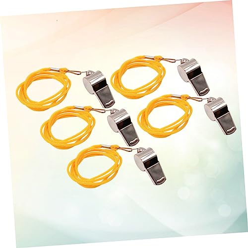 5 silbatos de acero inoxidable con cordón para árbitros miniatura 7