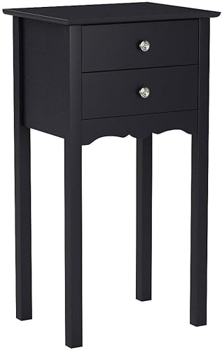 Miniatura 5 de Giantex Mesa auxiliar de 2 piezas con 2 cajones, mesita de noche, mesa decorativa multiusos, sala de estar, dormitorio, muebles para el hogar (2,