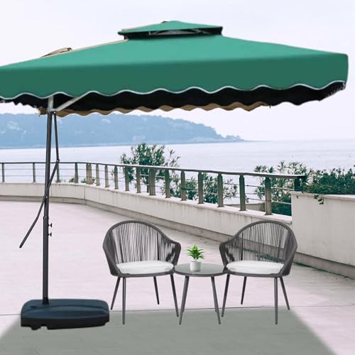 Image of THESHELTERS Side Pole Square (250x250cm) Outdoor Garden Umbrella with Movable 60KG Water Base Stand for Patio, Terrace, Cafe and Balcony | Waterproof Big Size Outdoor Umbrella