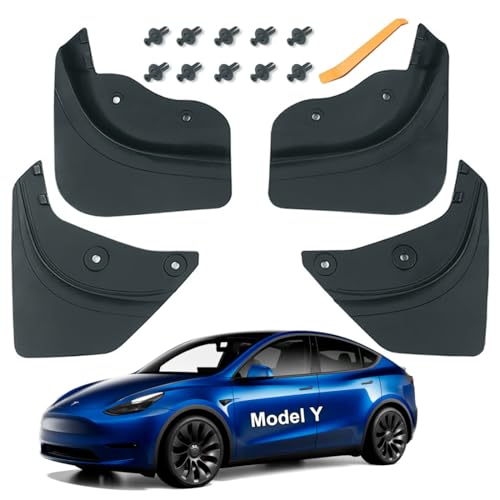 Image of 2024 New Tesla Model Y Accessories - Mud Flaps [No Drilling Required] All-Weather Mud Splash Guard Body Kits for Tesla Model Y 2024-2020, Black (Set of 4)