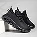 Mens Running Tennis Shoes Chunky Sole Mesh Breathable Sneakers Slip on Wide Width Walking Shoes Comfortable Low Top Sneakers Athletic Footwear 2026 Fashion Black