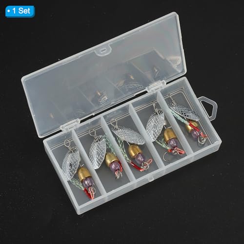 PATIKIL Fishing Lures Spinnerbait, 5 Pack Trout Lures Rooster Tail Fishing Lures Single Hook Trout Spinners 1/8 oz with Tackle Boxes for Freshwater Saltwater Fishing, Silver Tone - Image 3
