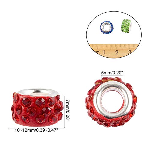 Nbeads 1 Box 100 Pcs Mix Color Crystal Charms Rhinestone Spacer Beads Largr Hole Beads Fit European Bracelet Snake Chain Charms Bracelet #TOP1