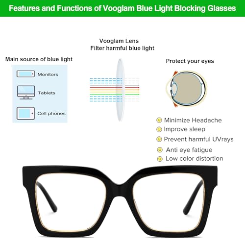 Image of VOOGLAM Square Blue Light Glasses for Women Men Anti Eyestrain Dry Eyes Computer Phone TV Eyewear Ibrahim