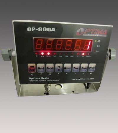 Optima Scales OP-900A-02 NTEP (CC # 09-070A1) Digital Weighing Indicator, IP65, LED, Mild Steel with Rechargeable Battery