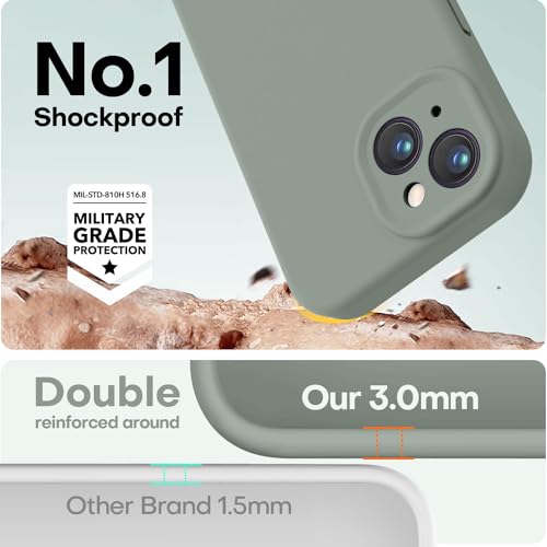 Image of LOVE 3000 Designed for iPhone 14 Case, Premium Silicone with [Soft Anti-Scratch Microfiber Lining] Shockproof Protective Phone Case for Holsters 6.1 inch, Calke Green