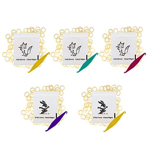 3/16 and 1/4 Inch Orthodontic Elastic Rubber Bands,500 Pack Disposable Rubberbands Dreadlocks Hair Braids Fix Tooth Gap,Free Elastic Placer for Braces