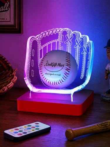 Image of CoolGift Mart Baseball Display Holder, Baseball Gift for Men Boys(Red Base)