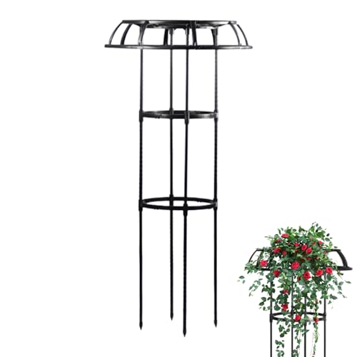 Garden Trellis for Climbing Plants - Steel Tube Support, Umbrella Shape Cage | 64.96in Tall Structure with Circular Base Design, Outdoor Vine Frame for Roses, Raspberries, and Flowering Bush Growth