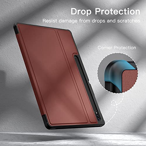 Image of JETech Folio Case for Samsung Galaxy Tab S8 Plus /S7 FE /S7 Plus 12.4 inch, Wine | For 2022 /2021 /2020 Model, Multi-Angle Stand Cover, S Pen Holder, Slim Protective Cover, Auto Wake /Sleep
