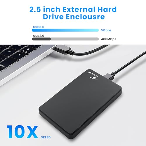 Image of TECHIE 2.5 inch External Hard Drive Enclosure, HDD /SSD Enclosure, USB 3.0, Easy-Install Shockproof Case for Windows, macOS, Linux, Drives up to 4TB, Black