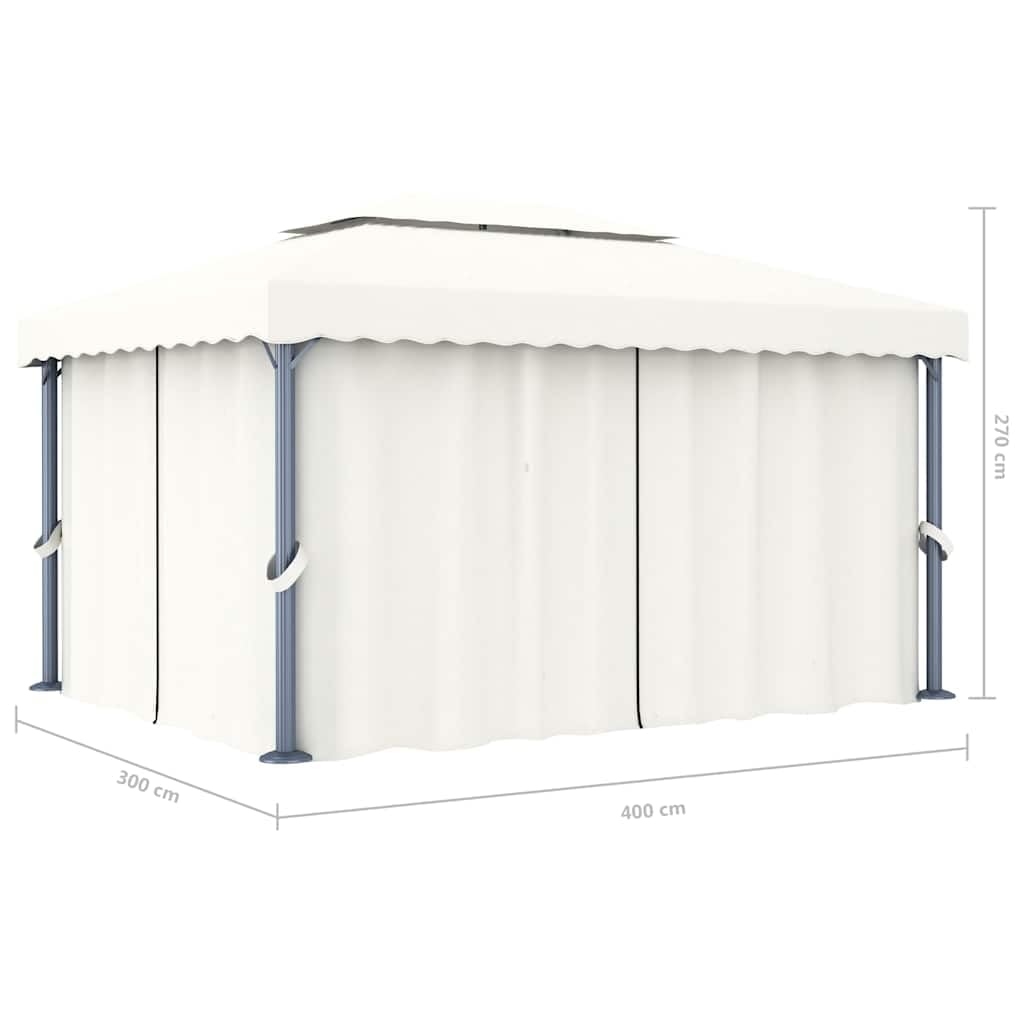 Altana Ogrodowa 4x3 m Kremowa Aluminiowa z Zasłonami
