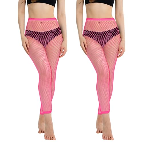 Aomig Collants Résille Femme, 2PCS Sexy Élastique Collants, Taille Haute Filets Bas Résille,...