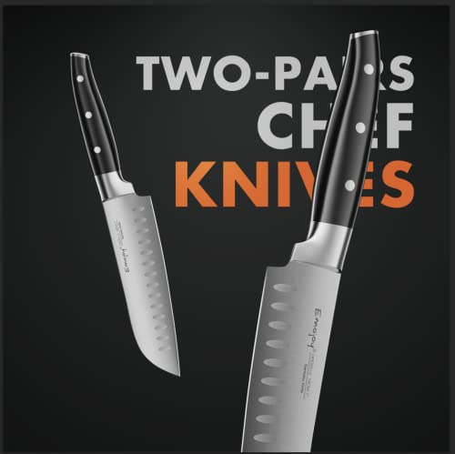 Emojoy 22-Piece Kitchen Knife Set With Block, Include 2-Pair Chef Knives, Carving Fork And Sharpener (Dual-Chef Sets) #TOP1