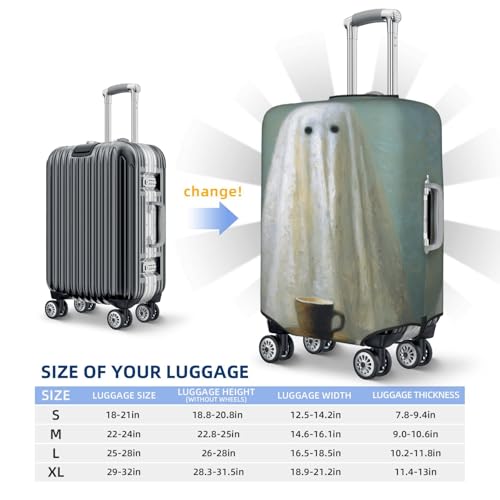 Ghost And Coffee Cup Elastic Travel Luggage Covers Dustproof Scratch-Resistant Suitcase Protector Fit 22-24 Inch4